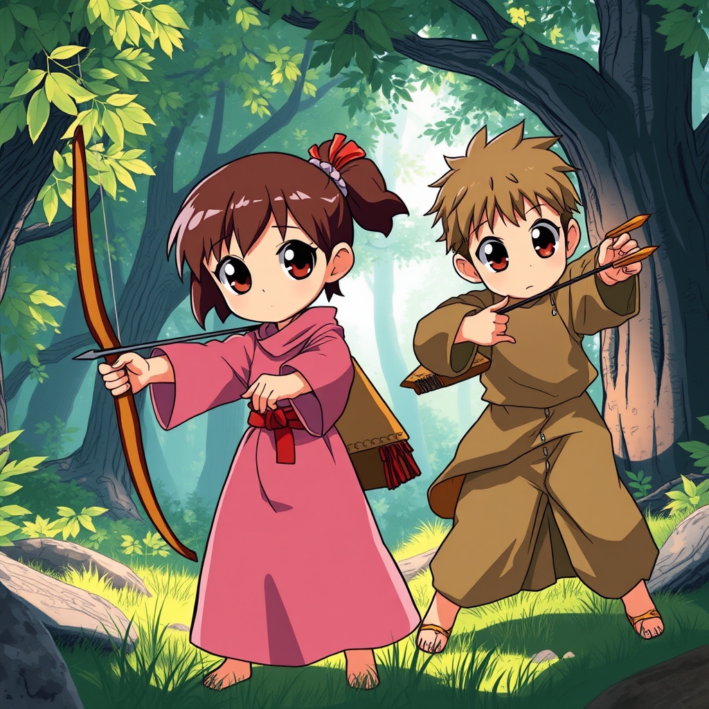 پسر و دختری که
در حال شگارند
1