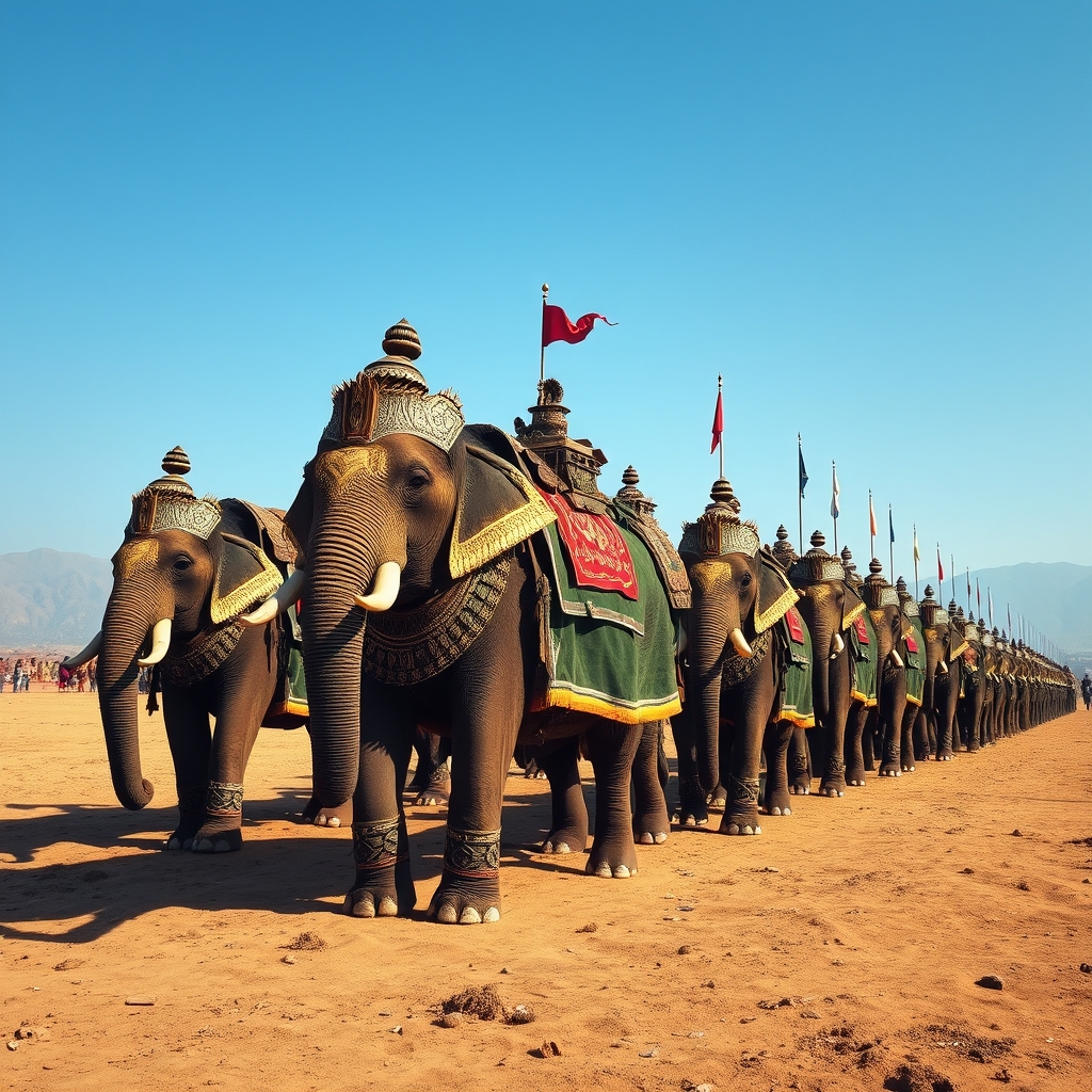 تصویر لشگر فیل جنگی هند در زمان قدیم8
