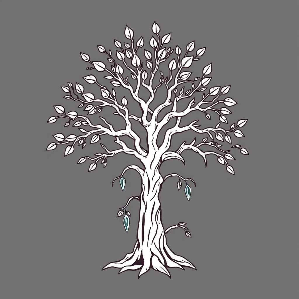 تصویری از یک درخت آلومینیومی با برگهایی از جنس آهن مذاب و پیچکهایی از جنس کریستال بساز 0