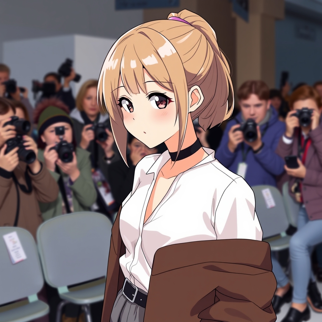 یه دختر با لباس مد روز در فشن شو. که لباسو فرد خاصی طراحی کرده و
و عده ای درحال عکاسی از مد13