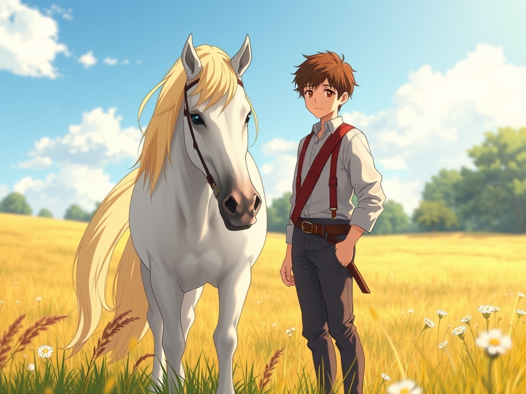 قشنگ ترین اسب دنیا بارنگ یال یخی در دله طبیعت بایک مرد جوان ورعنا بارنگ اسب سفید3