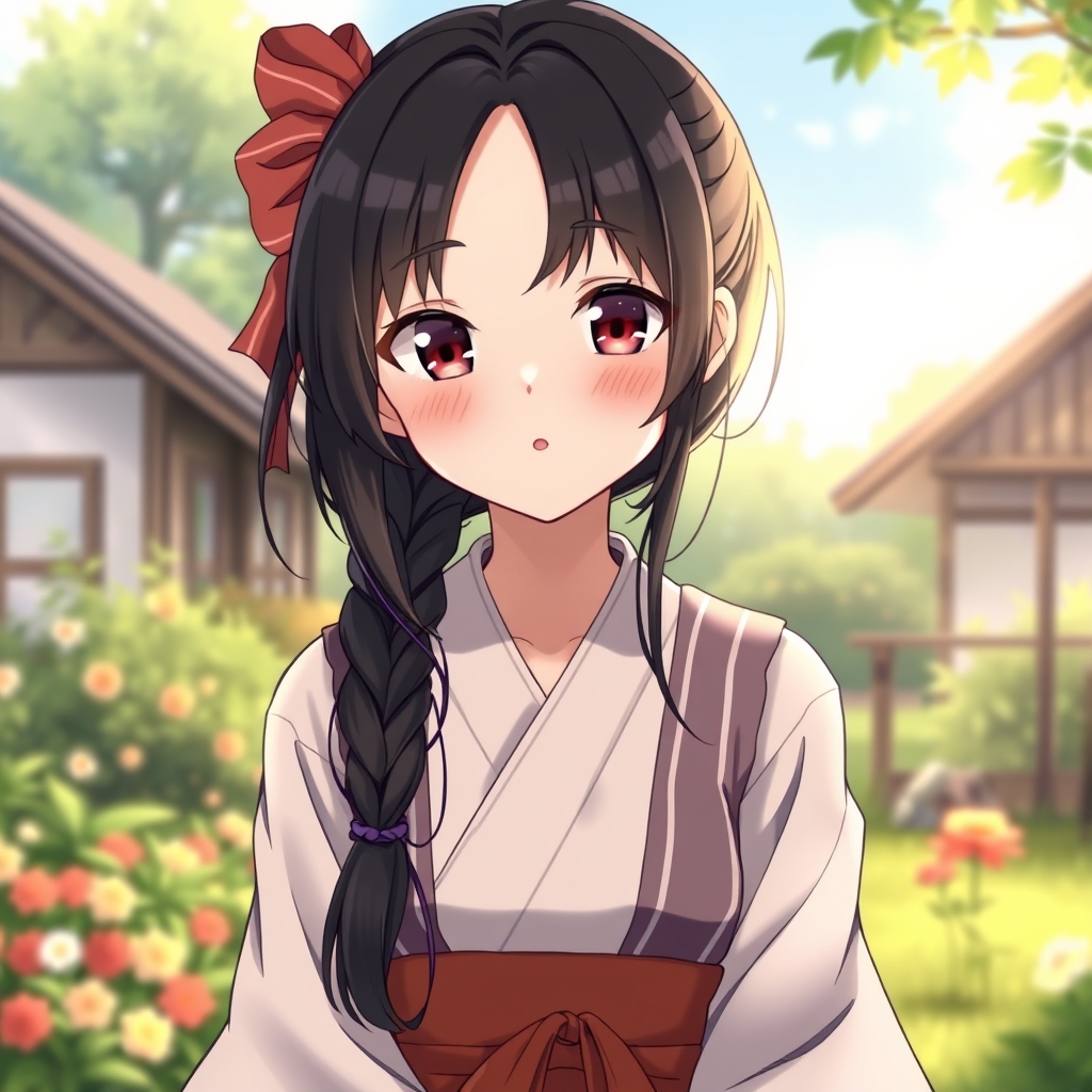 دختر روستایی بسیار زیبا با موهای مشکی و لباس زیبا در باغ 21