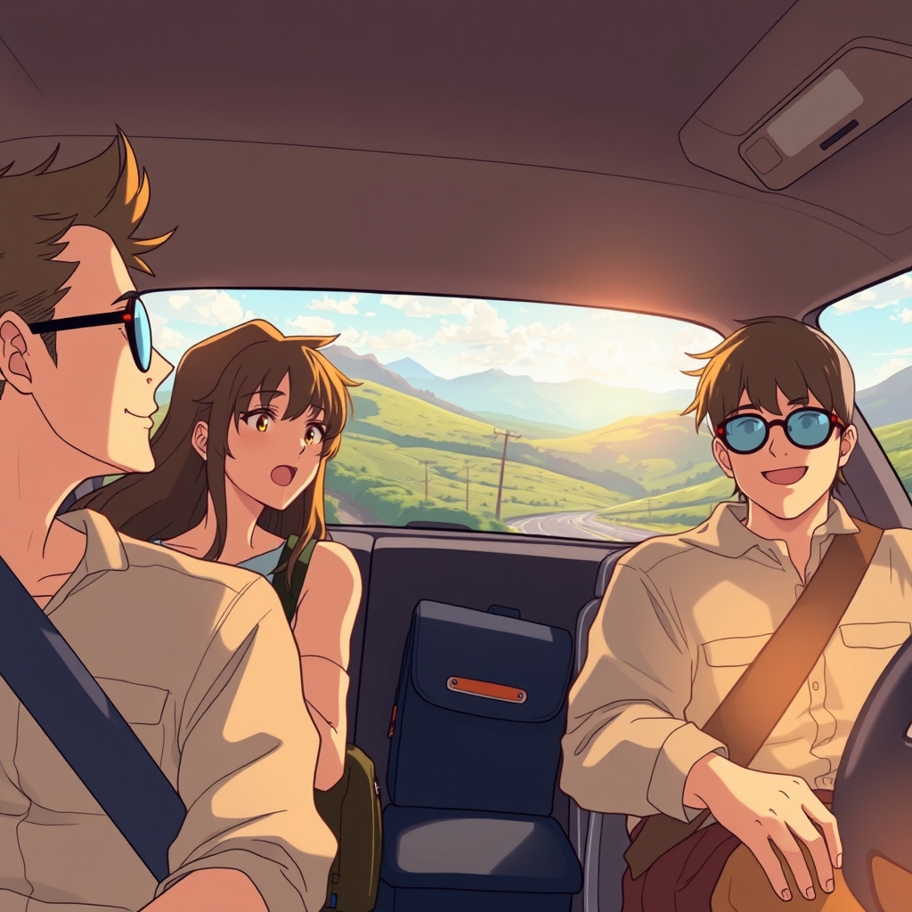 مسافرین باماشین درجاده0