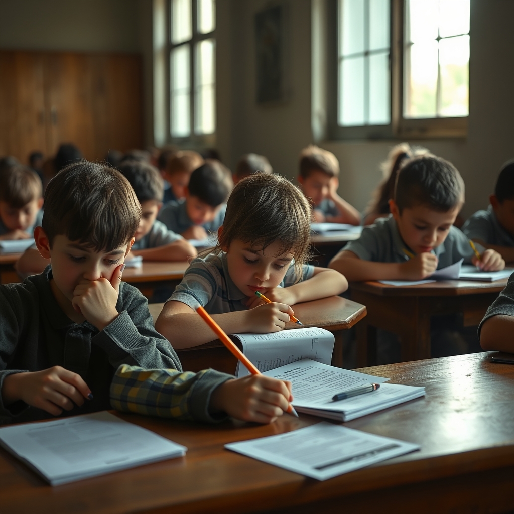 بچه ها در حال امتحان با استرس11