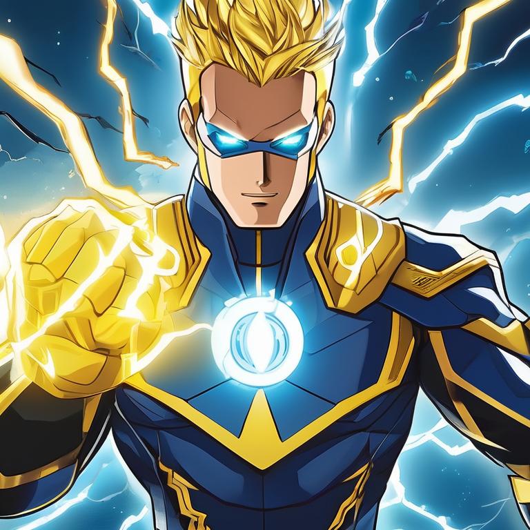 من یه قهرمانم و قدرت بینهایت دارم و رعد برق زرد توی چشمام و کل بدنم هس و رعد زرد و کنترل میکنم و خیلی کیوت و زیبا هستم و پسرم و خیلی رعد برق میزنم19