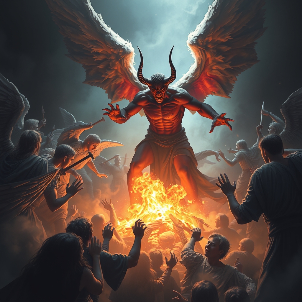 پشت کردن شیطان به فرشتگان خدا و قهر کردن شیطان و محیط از نور به تاریکی11