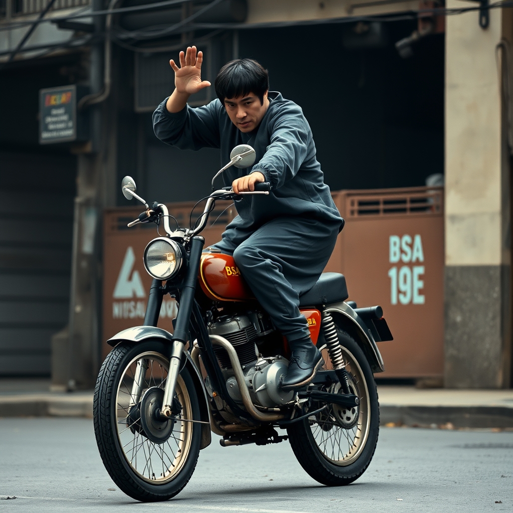 بوروسلی درحال تک چرخ زدن با موتور بیکینگ5