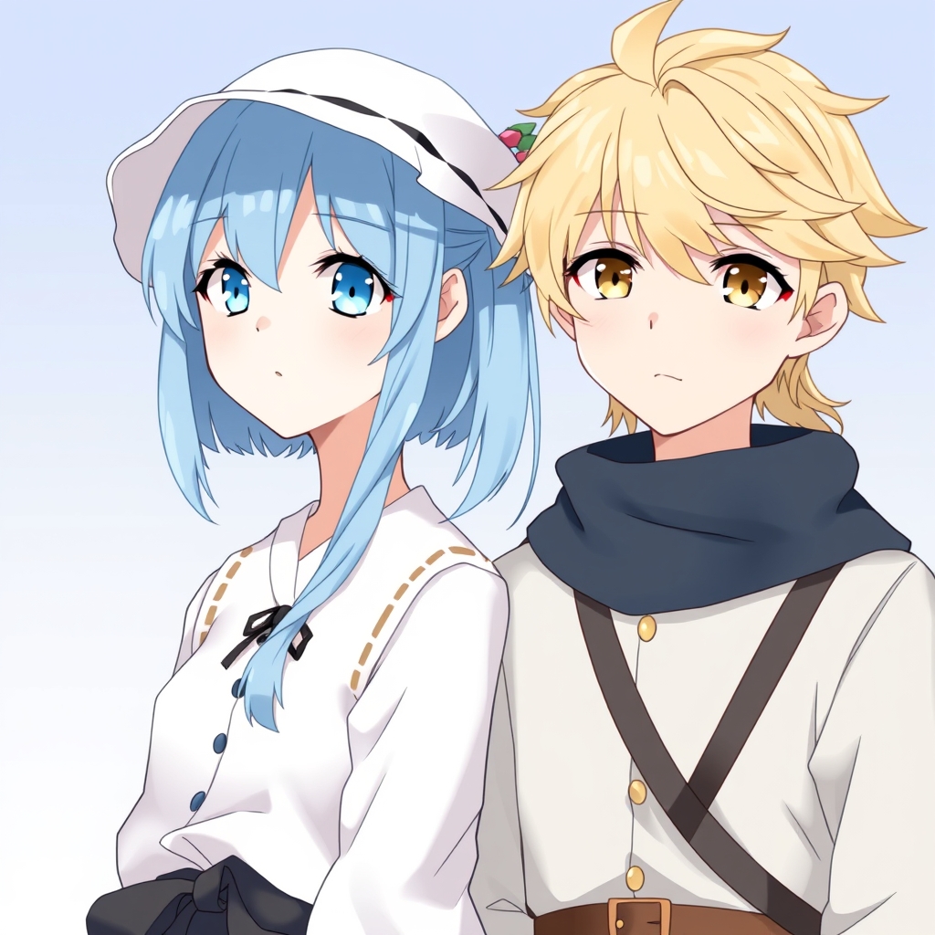 دختر با مو و چشم ابی اسمانی کنار پسری با مو و چشم طلایی
21