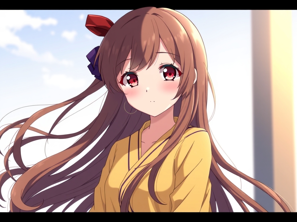 ثتصویری از دختری زیبا . با لباس زرد.
باموهای باز و موهای قهوه ای21