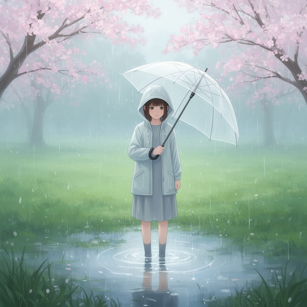 دختری در هوای بارانی بهاری0