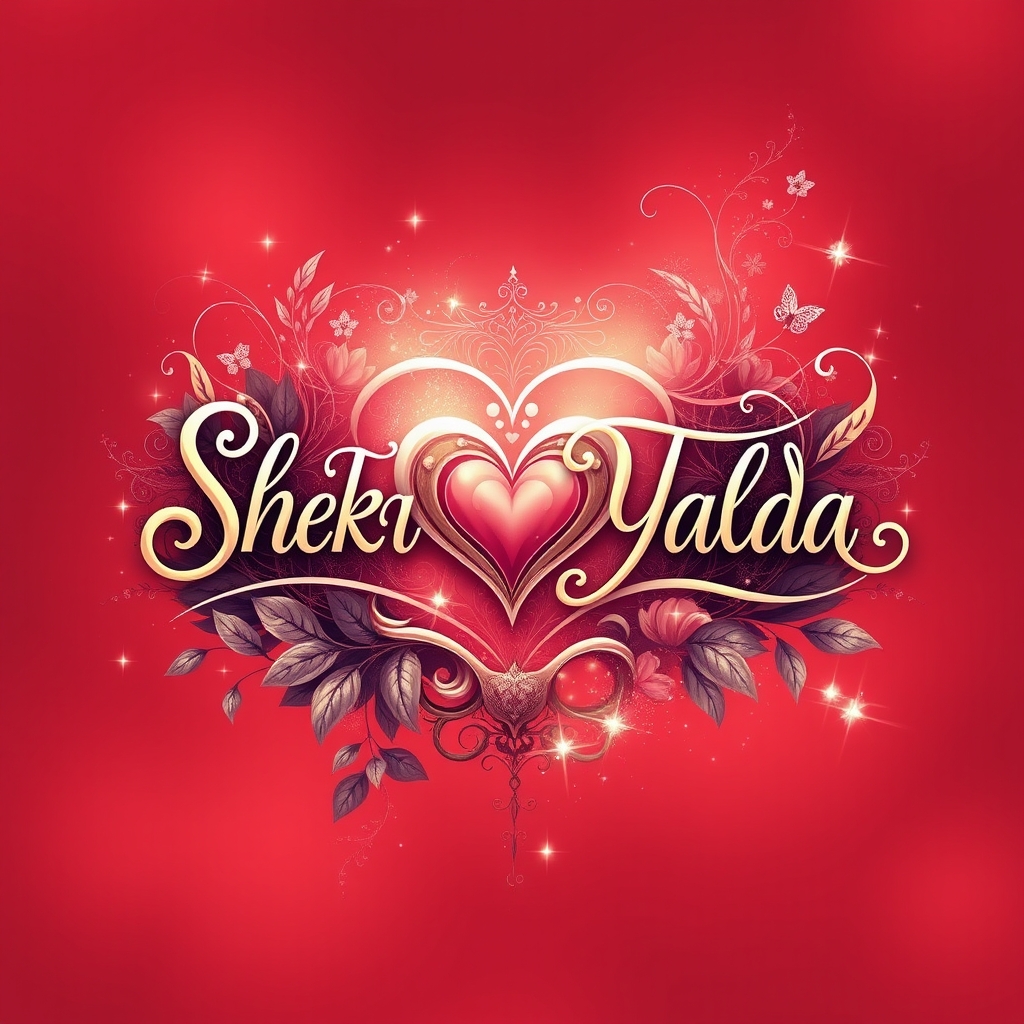 لگوی اسم شکوفه با یلدا  که وسطش قلب داره و پس زمینه قرمز پاستیلی 11