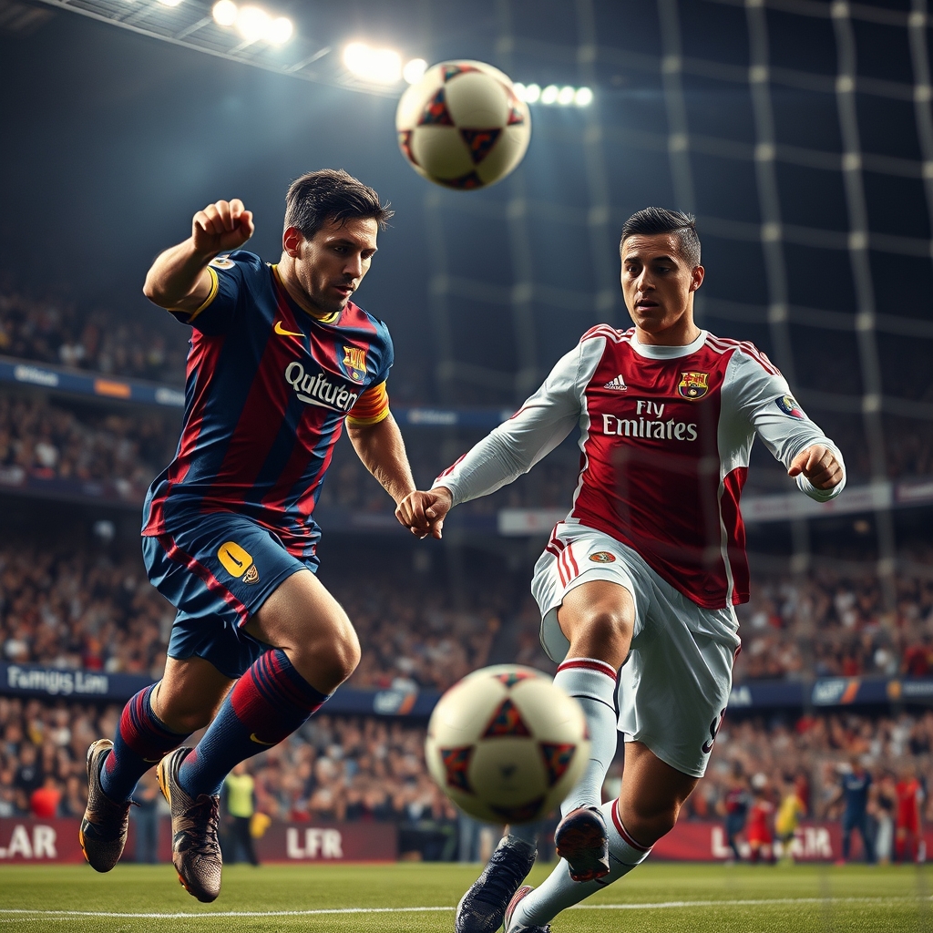 مسی و رونالدو در حال گل زدن23