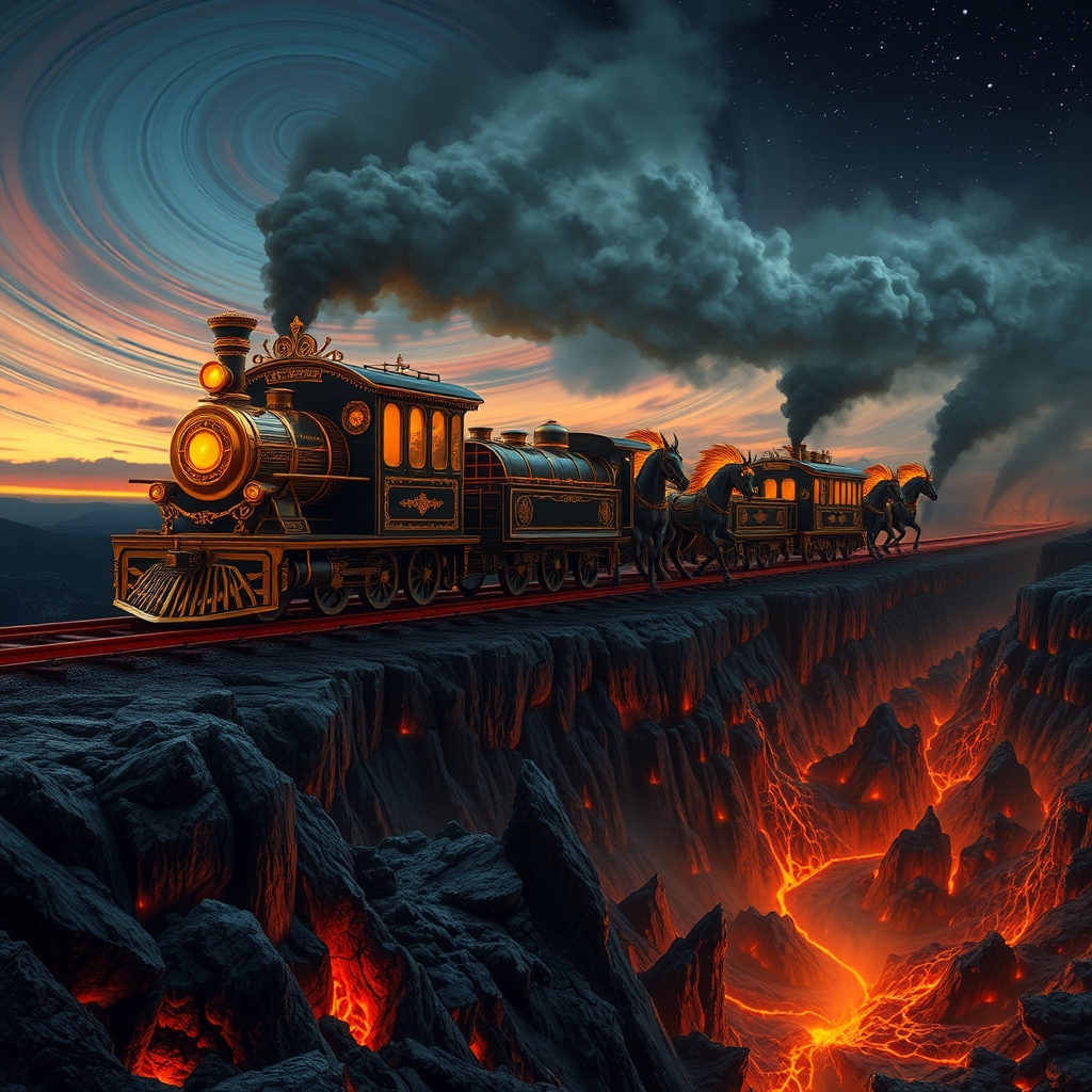 عکس قطار جادویی که در آسمان است می‌برد ما را به جهنم مواد مذاب 
20