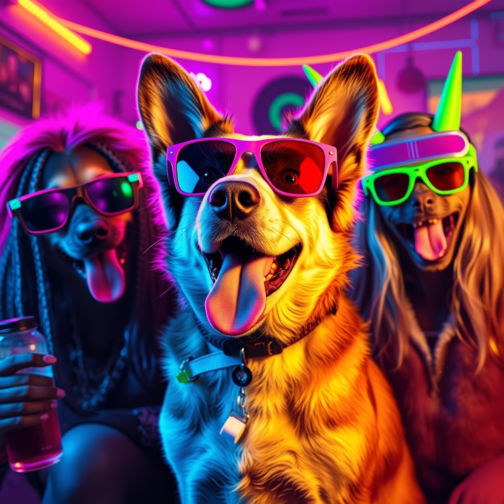 سگی که با دوست هایش در پارتی هستند5