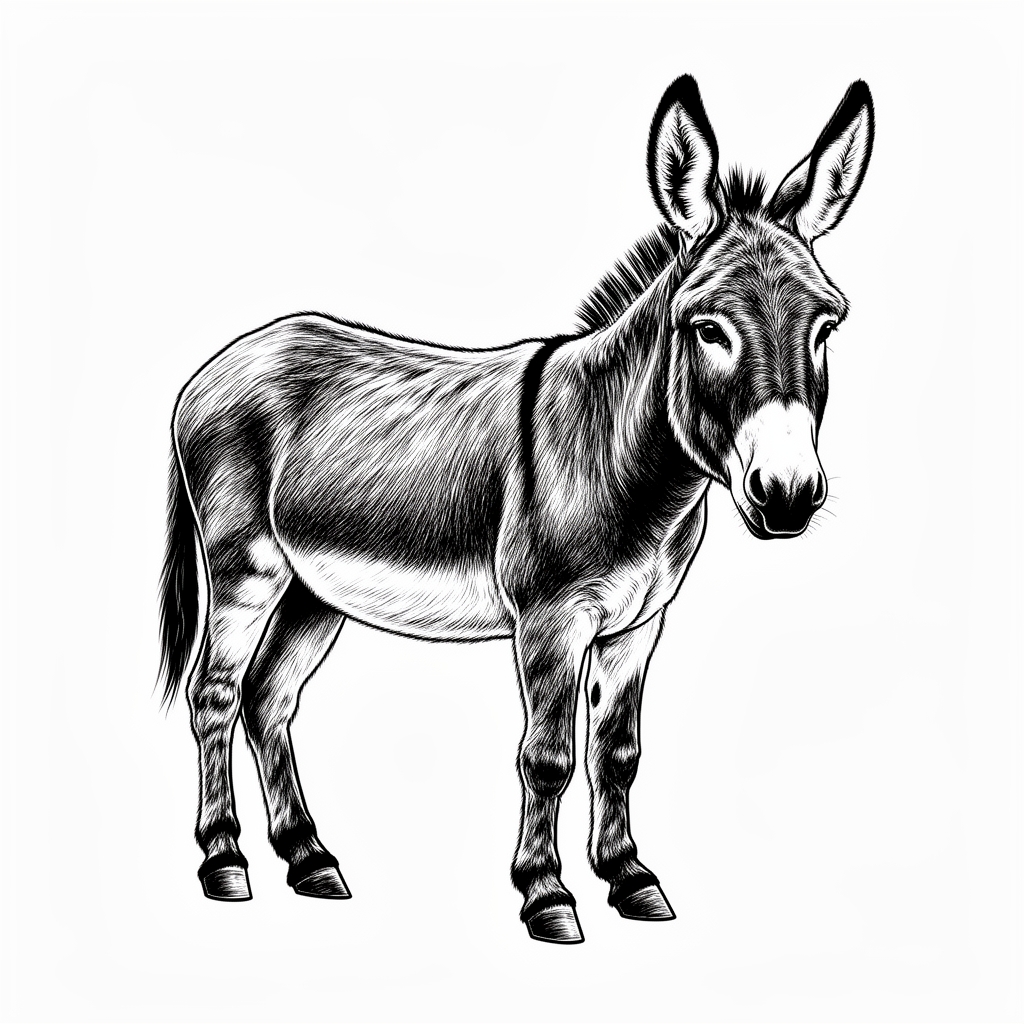 نقاشی سیاه قلم با مداد سیاه کل صفحه طرح الاغ 3