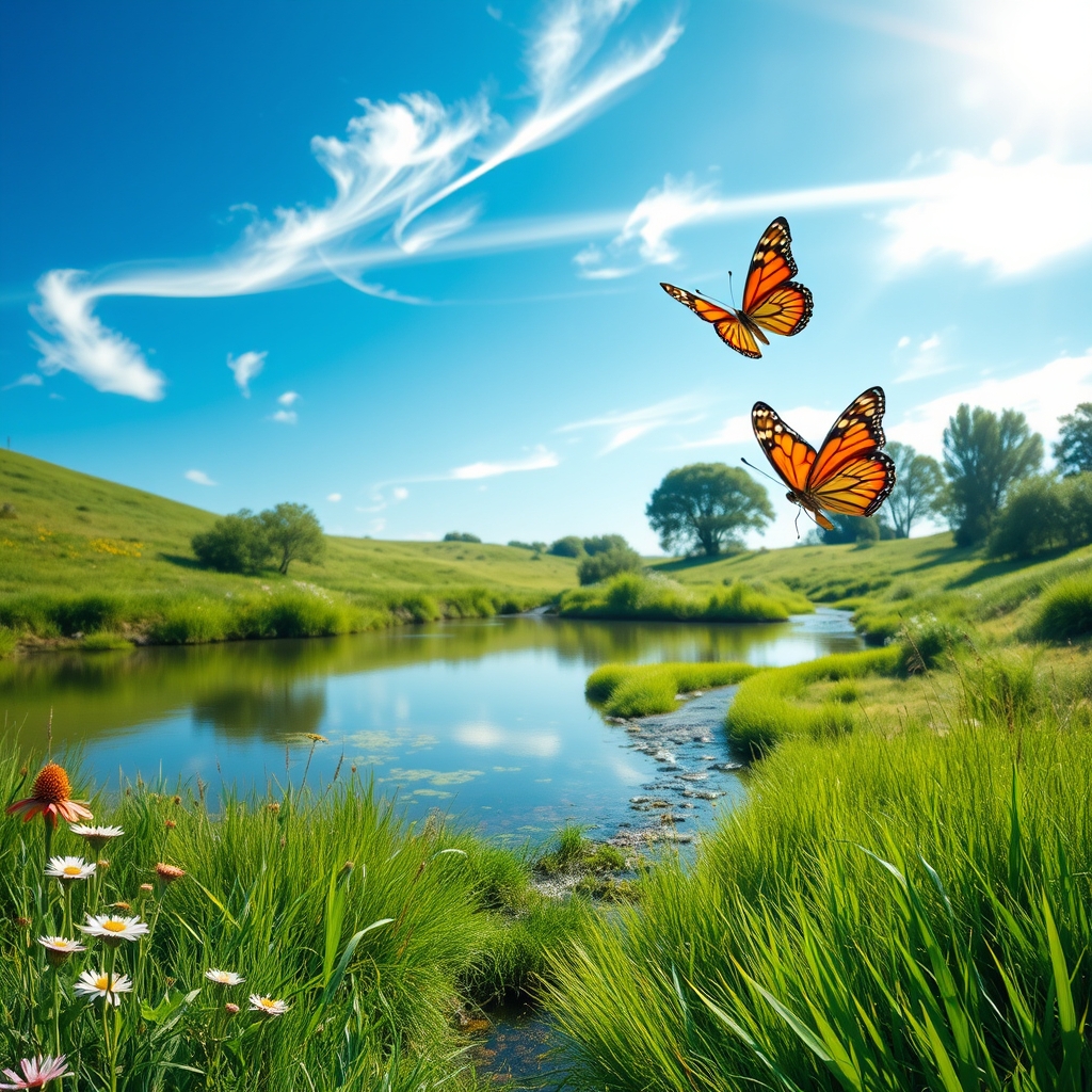 ابر   پروانه دریا چمن ابر رودخانه برکه1