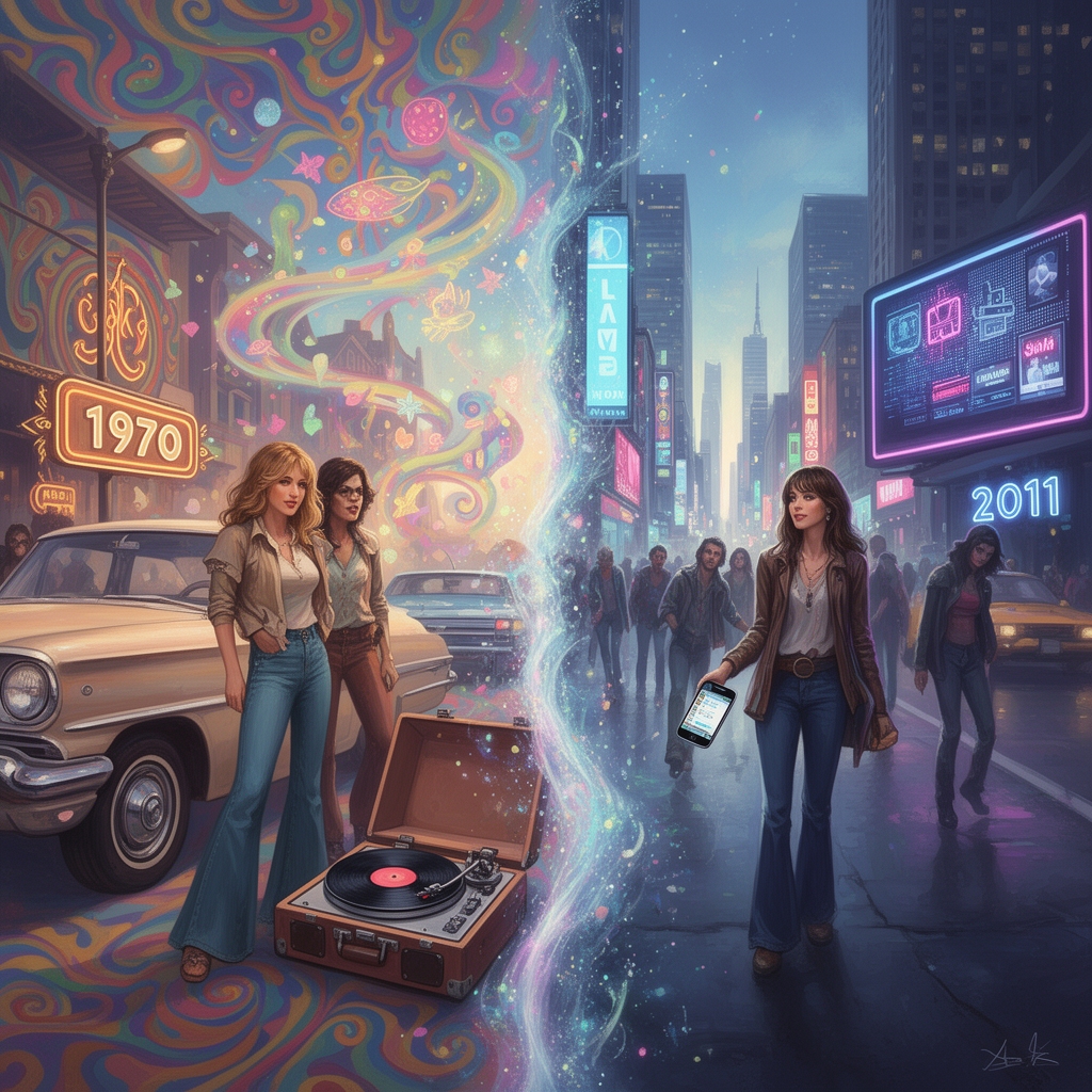 دو دهه متفاوت که سمت راست دهه 2011و در سمت چپ دهه 19703