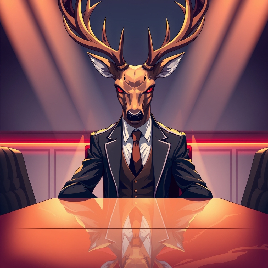 گوزنی با چشم های قرمز کت و شلوار پوشیده و رئیس یک گروه مافیایی بزرگ است 11