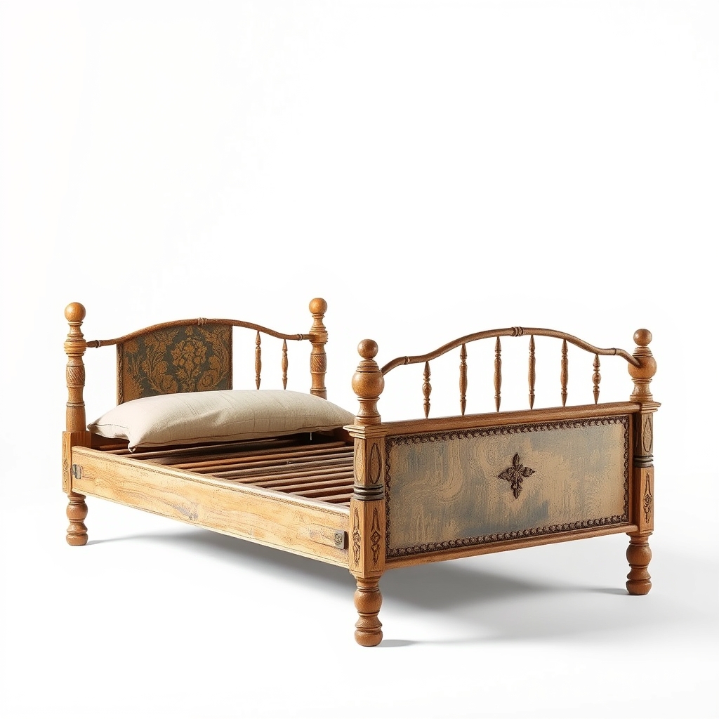 تخت خواب باستانی پسزمینه سفید11