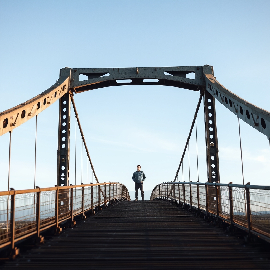 تصویر از یک مرد بر روی پلی بسیار مستحکم و مقاوم0