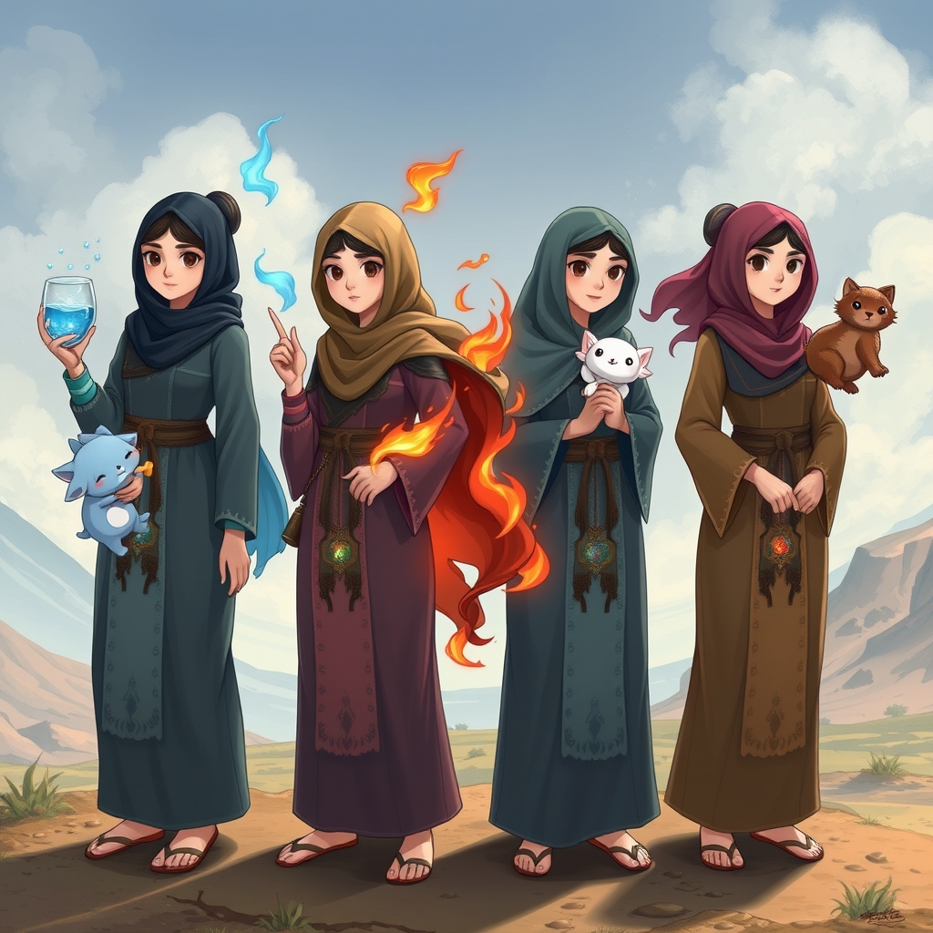 یک دختر که قدرت آب را دارد و یک موجود بامزه و خوشگل آبی دارد و یک دختر که قدرت آتش را دارد و یک موجود بامزه و خوشگل قرمز دارد و یک دختر که قدرت باد را دارد و یک موجود بامزه و خوشگل سفید دارد و یک دختر که قدرت خاک را دارد و یک موجود بامزه و خوشگل قهوه ای دارد22