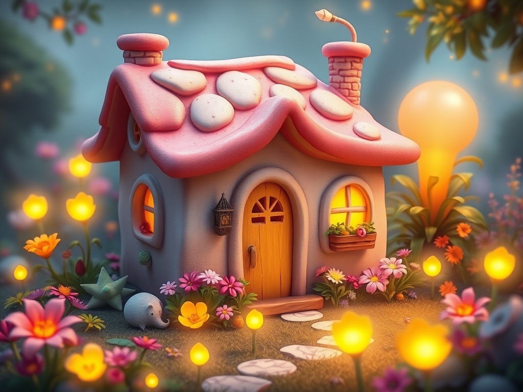 عکس خانه خیلی کوچوله گوگولی صورتی زرد4