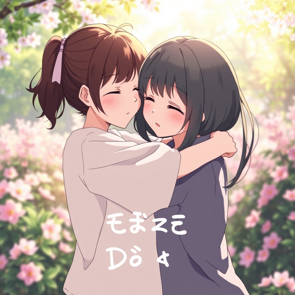 یک تصویر بسیار زیبا برای آشتی کردن با یک دوست صمیمی که اون رو در آغوش گرفتی تقریبا دو دختر ۱۵ ساله روی تصویر هم نوشته دوستت دارم23