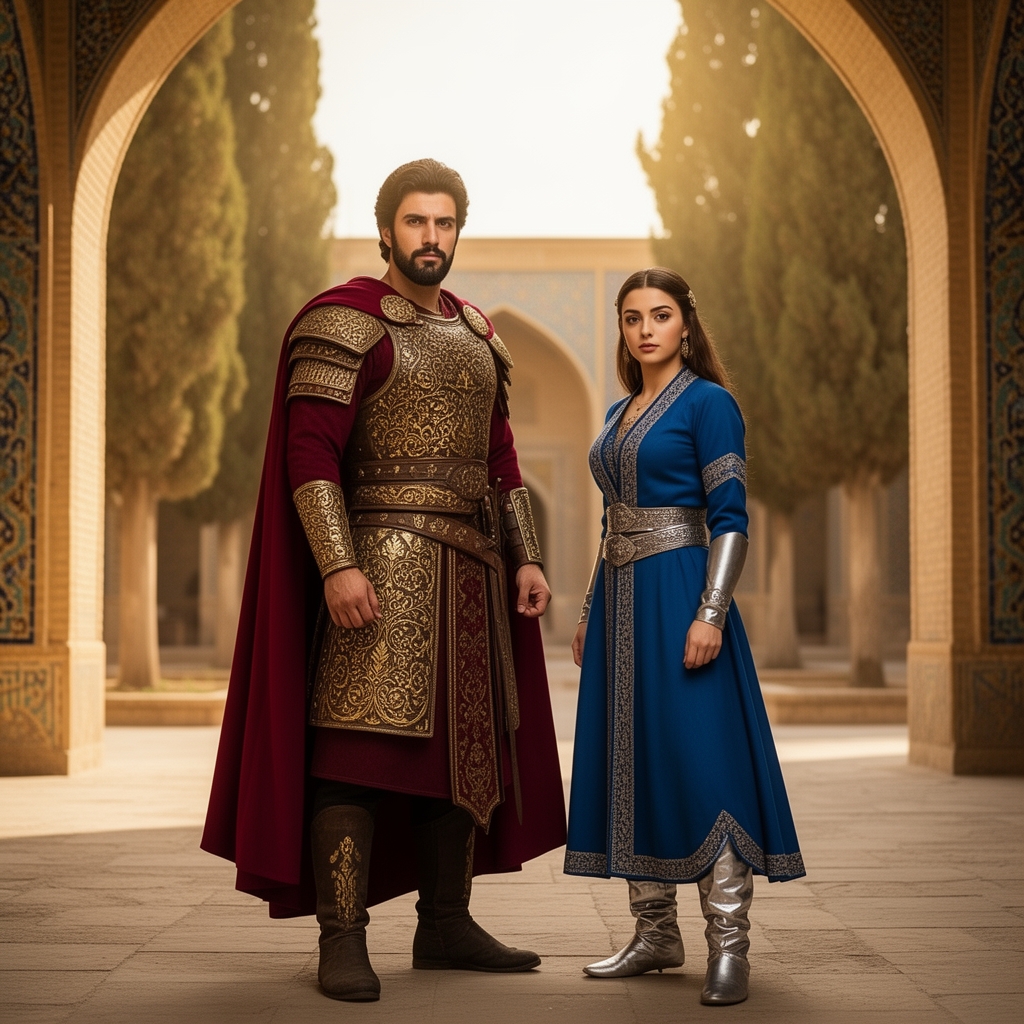 عکس رستم پهلوان  ایرانی در کنار دختر پهلوانش مهین بانو گشسپ3