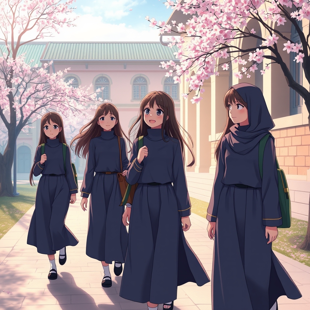 یک جمعیتی از دختر های نو جوانی که در فضایی  رمانتیک هستند. همه ی دختر آنقدر زیبا هستند
دارند از مدرسه بر میگردند که یک بسیار بسیار قشنگ می‌بینند. تمام دختر از زنان اصیل ایرانی هستند و مدرسه طرح ساسانیان پوشیده شده است.
9