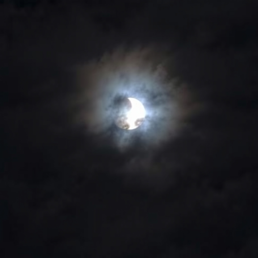 ماه نیمه در شب ابری
21
