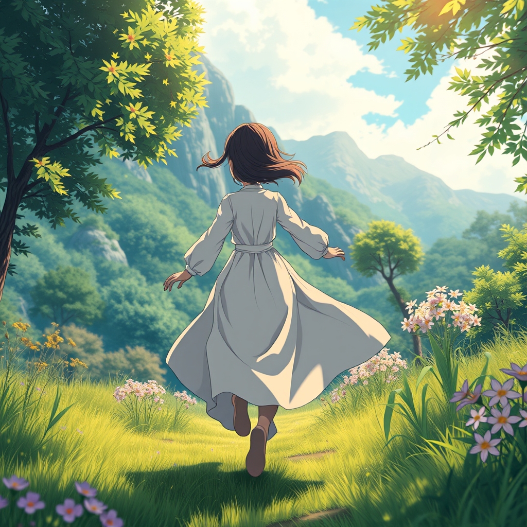 تصویری از دختری که در منظره ی طبیعت میدود و پشت اش به دوربین است و او بسیارررر زیباااا ست 9