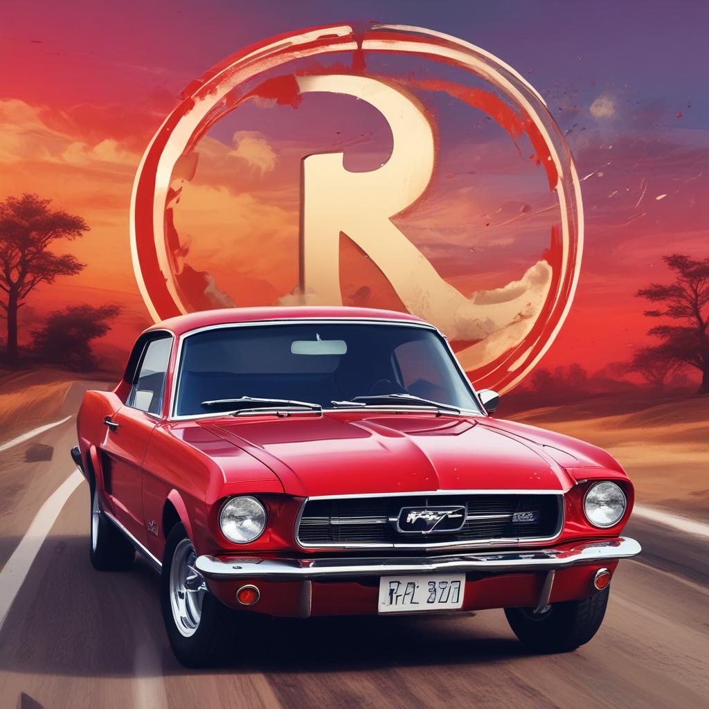 تصویری که در وسط آن حرف R باشد و هم فورد موستانگ قرمز در حال دیریف زدن باشد 
15