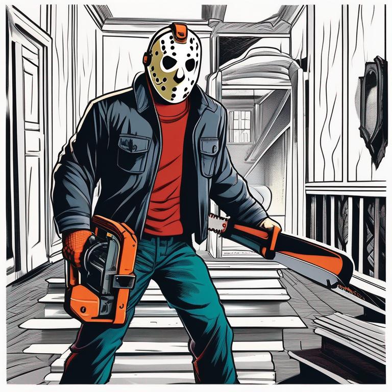 جیسون ترسناک با  اره برقی در خانه ی تسخیر شده3