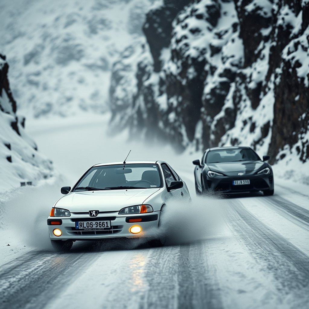ماشین پژو ۲۰۶ تیپ دو
سفید در حال دریفت در برف های خیلی خیلی زیاد که رو آن ریخته باشید در جاده کوهستانی خیلی تنگ در تویوتا ۸۶ تورنو14