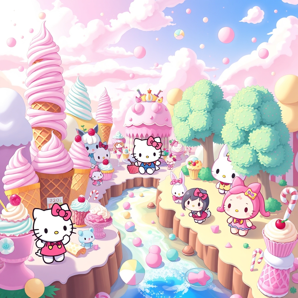   اعضای گروه سانریو در سرزمین شیرینی 🍦🍧🍨🧁🍭🍡 1