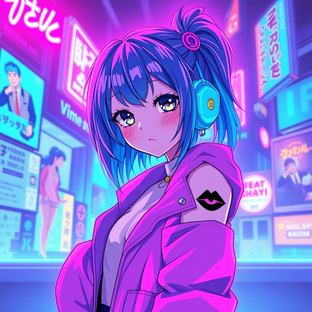 انیمه ای زیبا با استایل آبی و صورتی🩷💙0