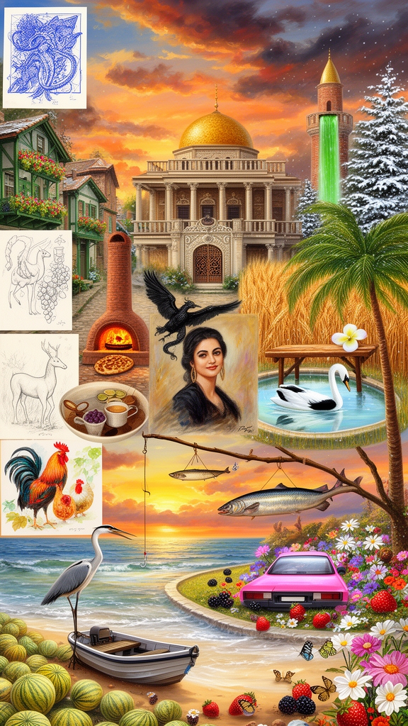 🚤غروب ساحل،وانت پر از🍈،نقاشی رنگ روغن از خانم رومی نشسته هدهد روی شاخه کوچه باغ روستا خانه های سرسبز سبد گل،نقاشی با خودکار آبی پرویزپرستوئی،نقاشی مینیاتور آهو،نقاشی آبرنگ🐓و🐔و🍇،نقاشی مداد سیاه🐉سیاه بالدار،تنور آتش نان چائی،کاخ۴طبقه عالی قاپو با ستونهای تراس،غروب ابر،🎣،ماهی دراز۵۰سانت در دست آویزان،🍓تمشک،🚗صورتی با۱گل سفید،استخر،🌼🌸🏵🦋،🌴،🦢سفید سیاه،شالیزار،کاروانسرا از بالا،استخر،گنبد طلائی ساده و آبشار سر سبز،بارش برف روی🌲،مناره آجری دراز،نیمکت صبحانه مغزی برکه قلب🛶پائیز10