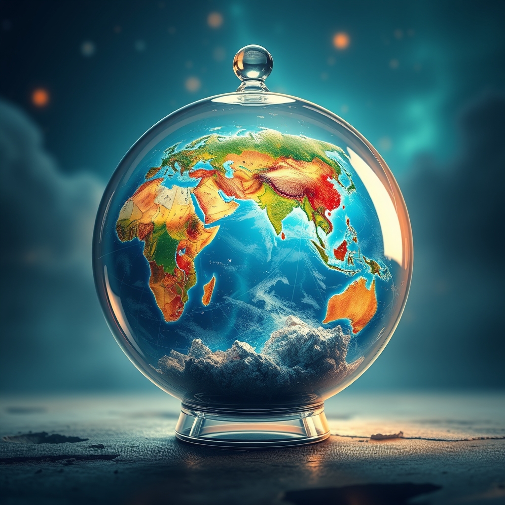 تمام جهان جای گرفته در یک گوی شیشه ای در زمان و مکانی نامعلوم.10