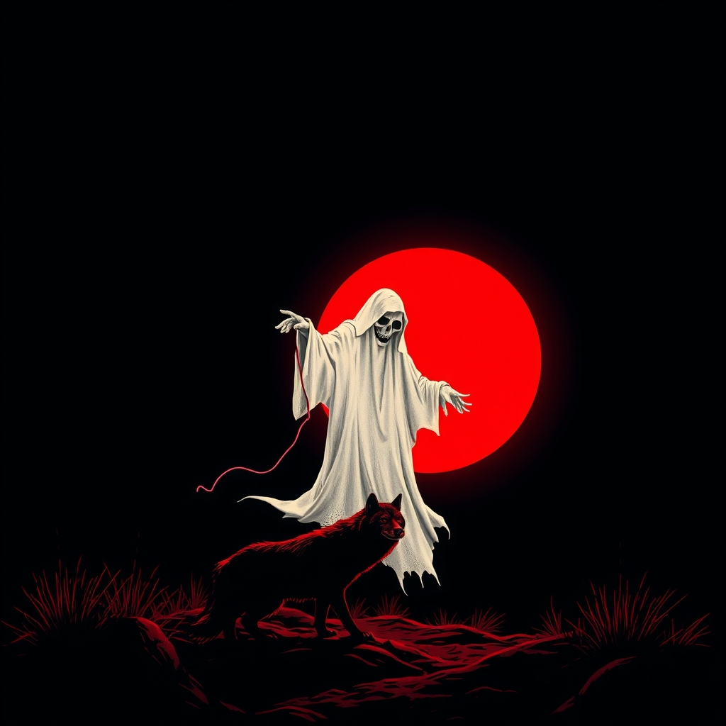 یک شبح مرموز که در درسش خورشید خونین به همراه  طوله گرگ دستشه5