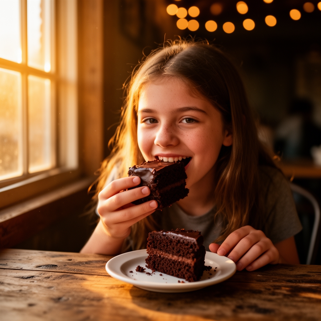 دختری در حال خوردن کیک1