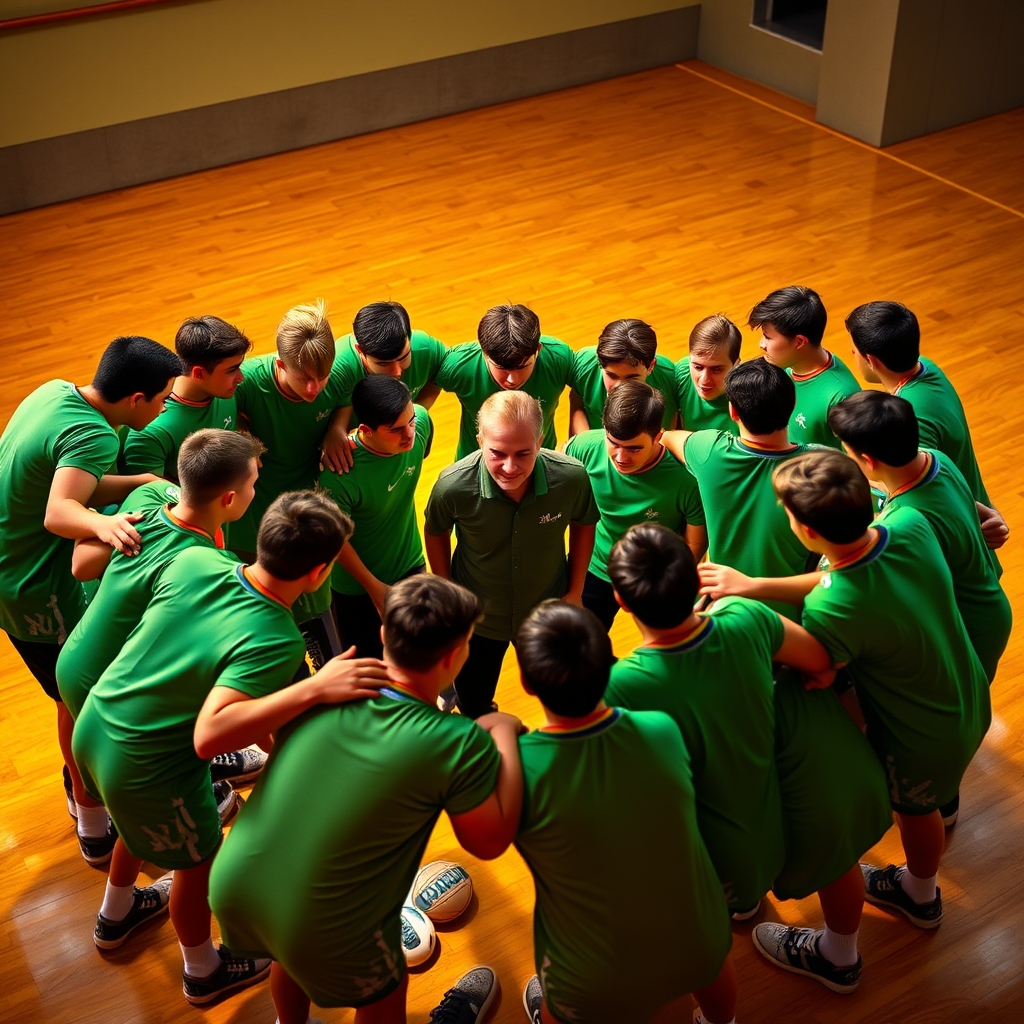 یک تیم فوتسال که همه یک حلقه اتحاد درست کردن در باشگاه فوتسال و مربی آنها وست آن حلقه است همه پسر باشن و میانگین سنی شأن 17 تا 20 باشد با لباس های سبز21