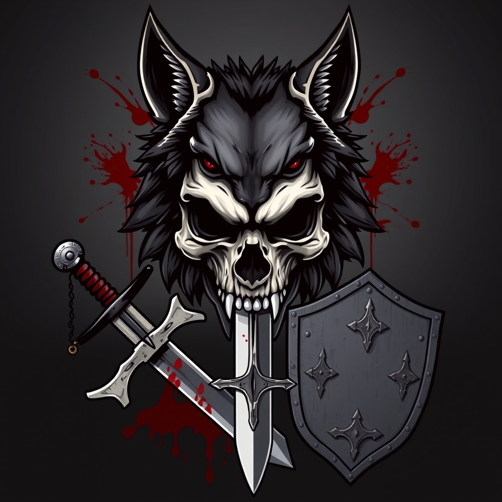 ترکیب 💀🐺☠️🩸⚔️🛡️به صورت ترسناک برای پروفایل 7