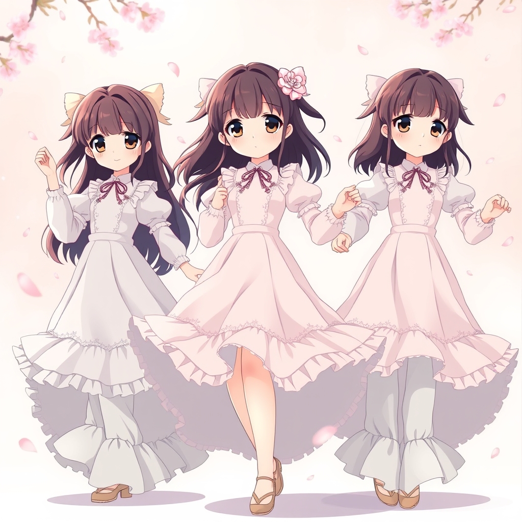 ۳تا دختر با لباس عروسکی در حال رقص
19