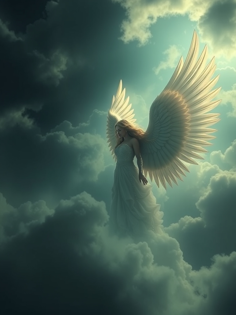 فرشته لوویا  مخفی در بین ابرها
3