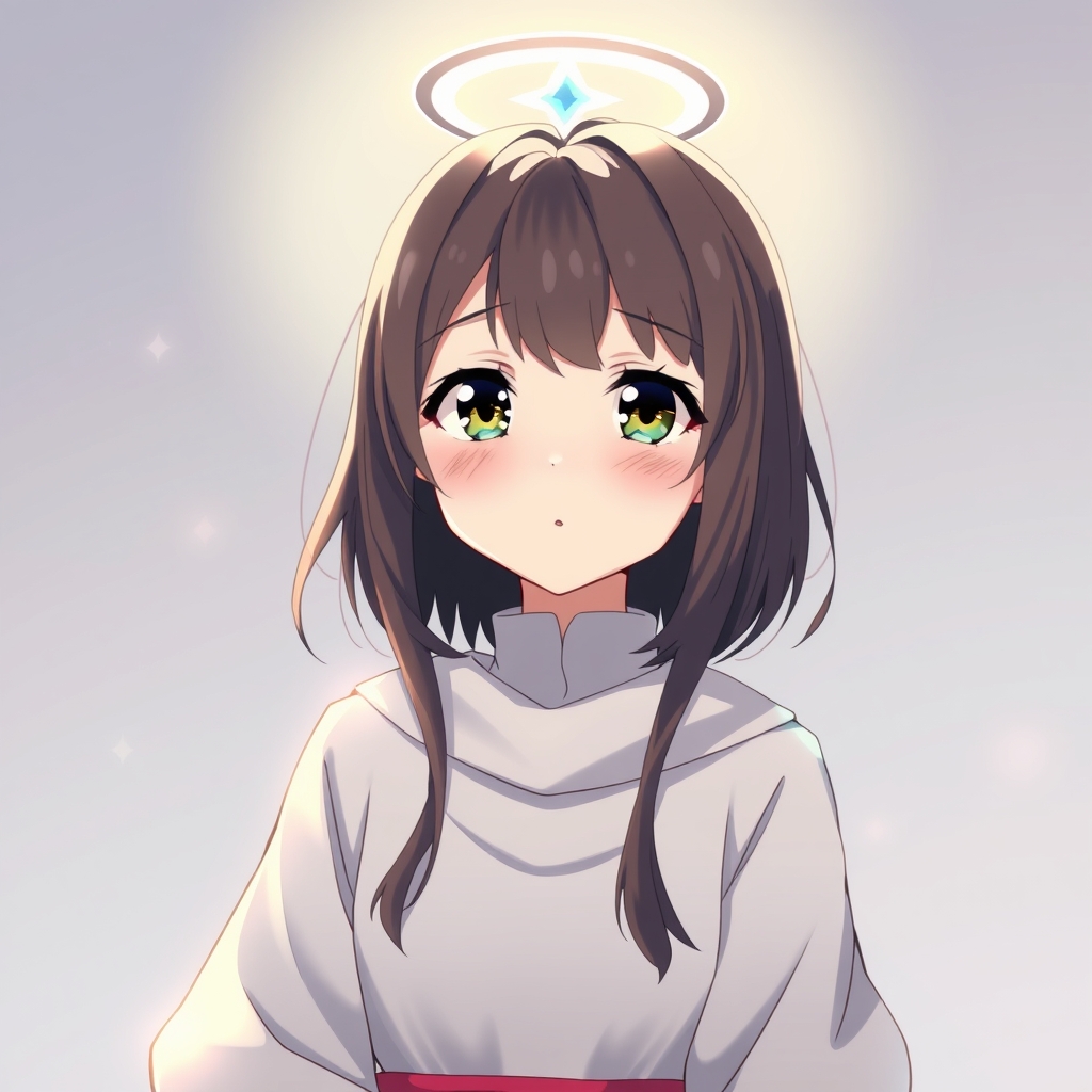 یک دختر انیمه ای زیبا با صورت یک کمی نورانی فرشته ی الماس5