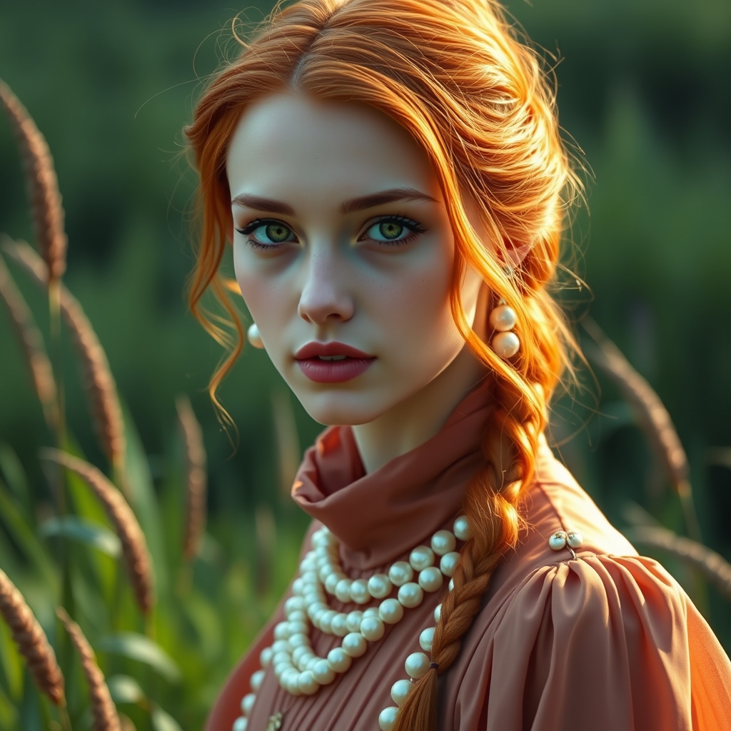 زیباترین زن جوان در جهان حتی در رویایی که شکوه خدا را داشته باشد که نظیر آن در دنیا نباشد که همه از شدت زیبایی سجده کنند زیبا و پاک و معصوم که موهای به رنگ نارنجی رنگ و رژ قرمز بر لب او است لب های زیبا و گونه های برجسته و زاویه فک زیبا
وبا چشمانی سبز رنگ که در مردمکش دشت سر سبز باشد و لباس های سلطنتی و اصیل و پرانسسی گران قیمت بر تن دارد و در طبیعت زیبایی است با مو های چتری و پاپیون قرمز5