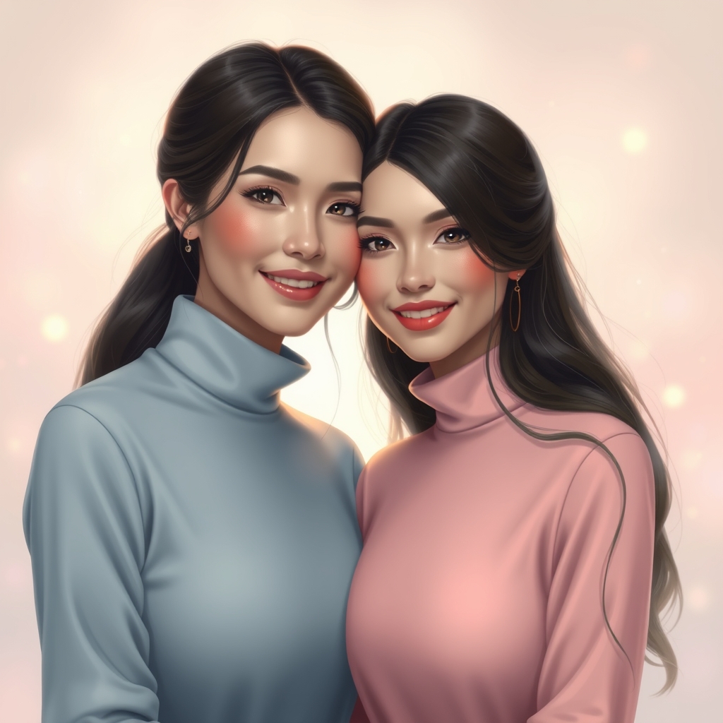 مادر و دختر شبیه هم خوشگل زیبا با لباش پرنسسی آبی و قرمز ❤❤5