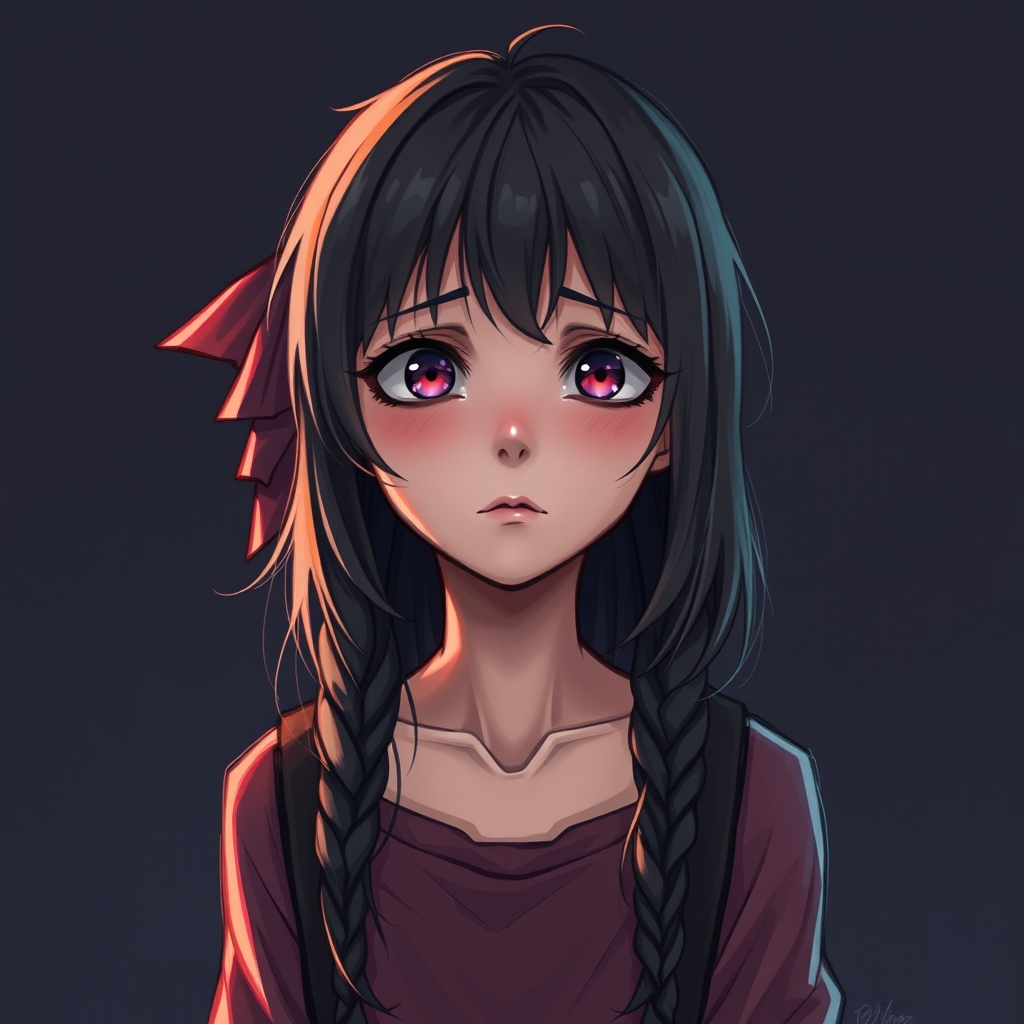 نقاشی دختری که غمگینه3