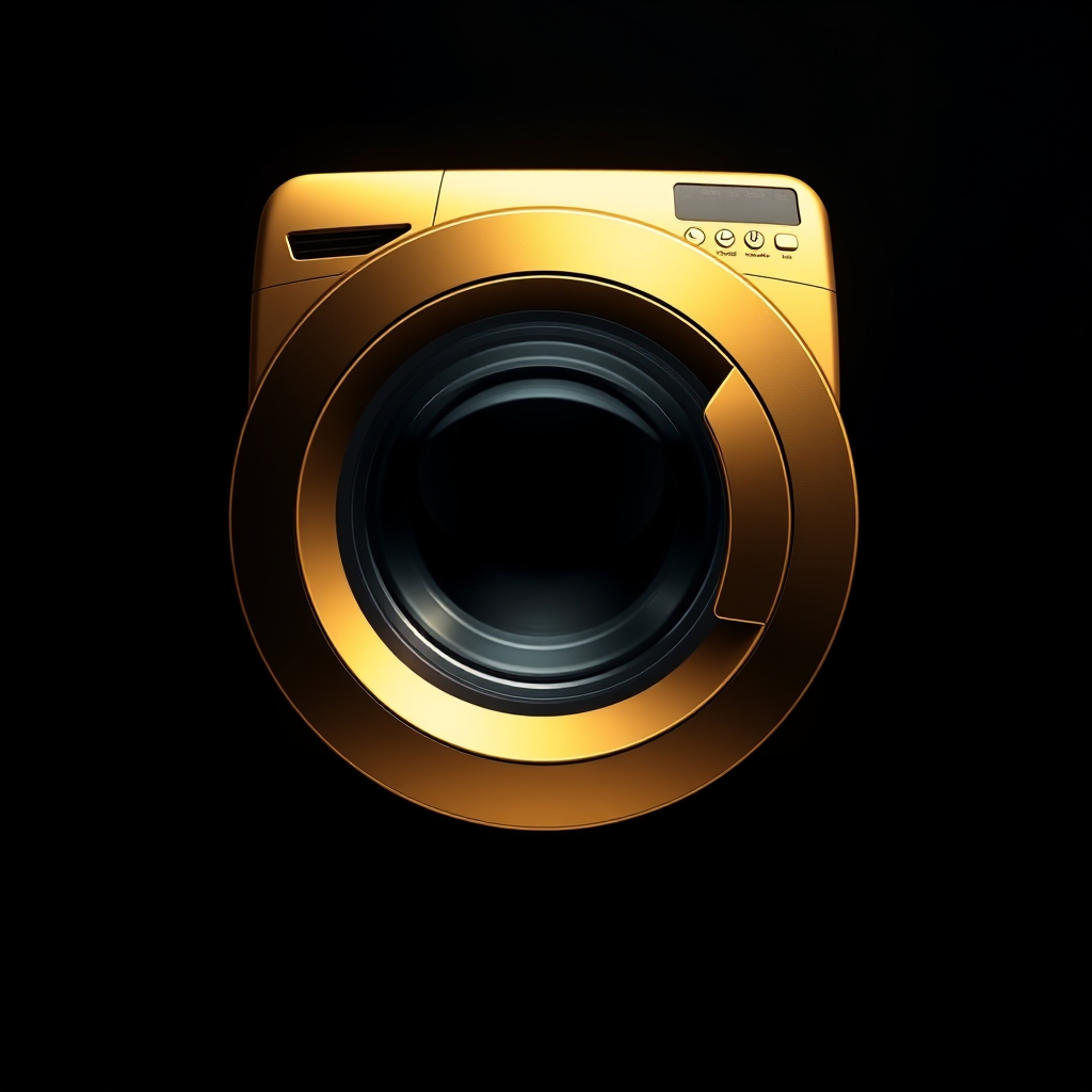 نماد ماشین لباسشویی طلایی زمینه مشکی 
21