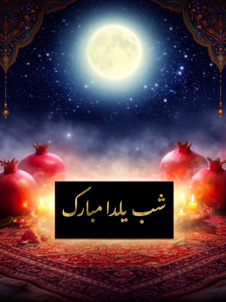 شب یلدا ودر زیر آن با خط خوش نوشته شده باشد شب یلدا مبارک2